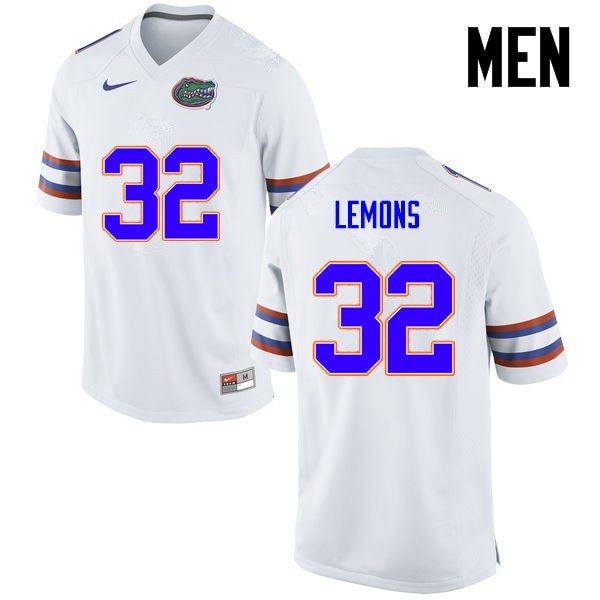 Florida Gators Men #32 Adarius Lemons College Football White